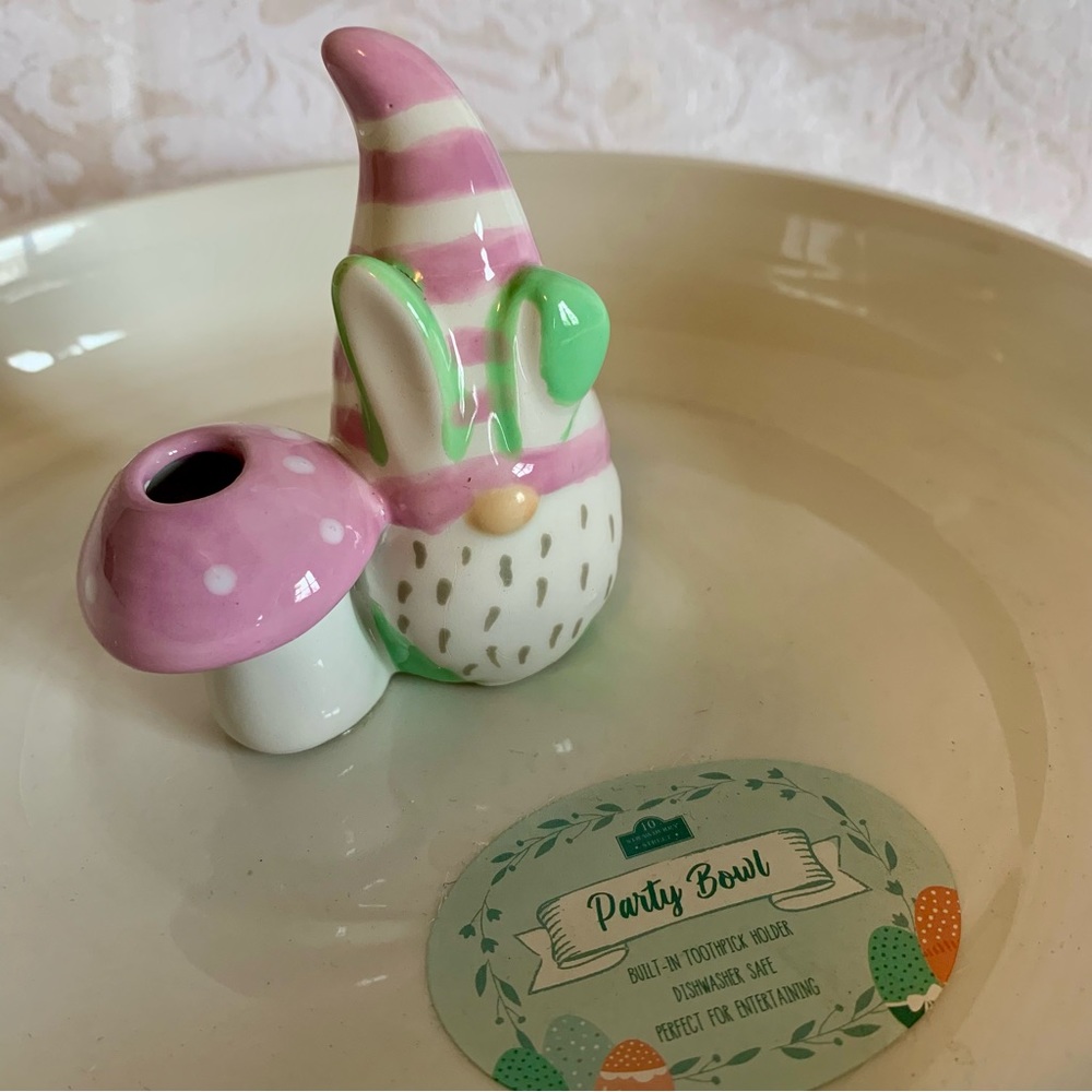 New Whimsical Cupboard - 10 Strawberry Street Toothpick Easter Gnome Party Bowl